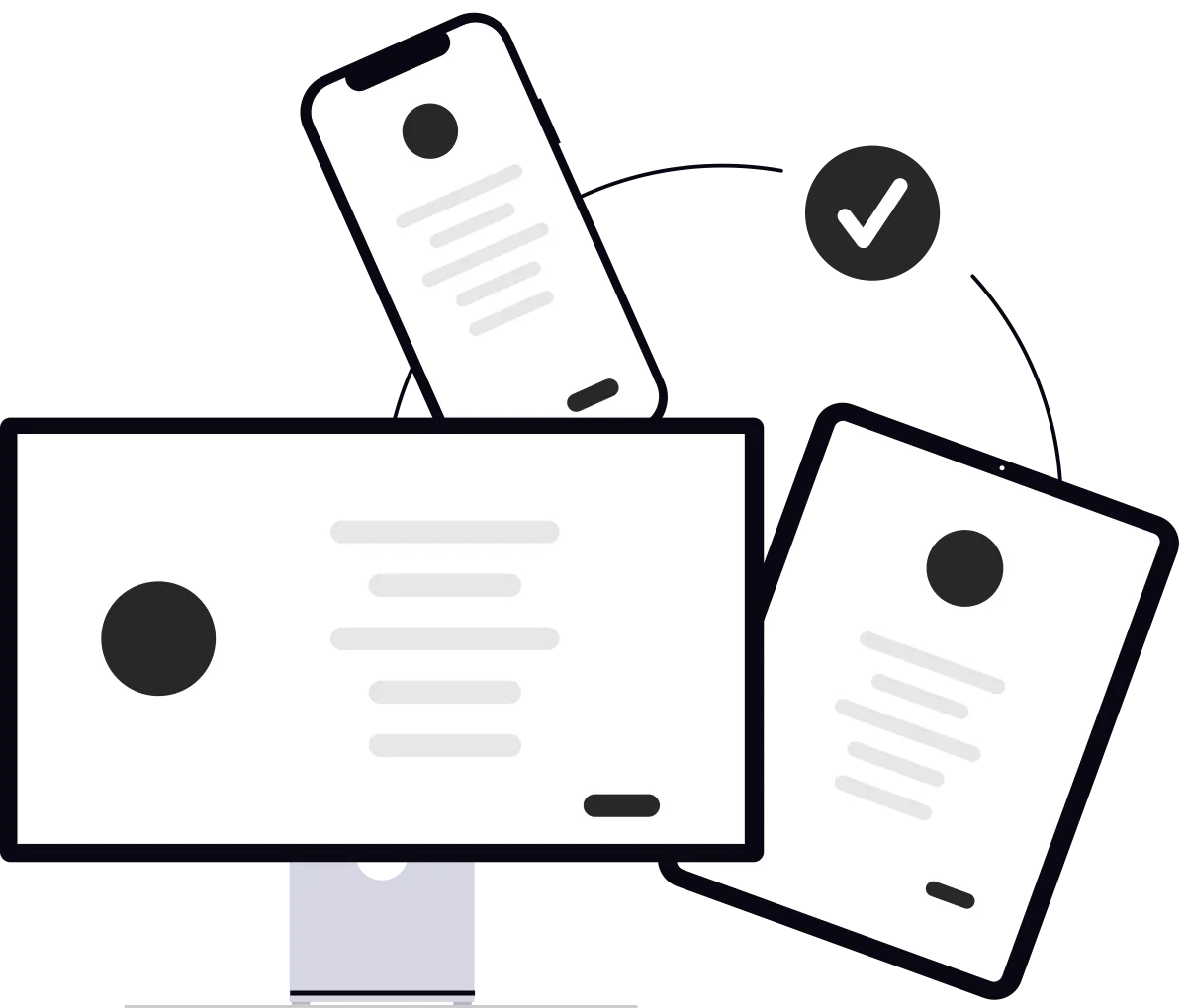 Illustration av synkroniserade enheter